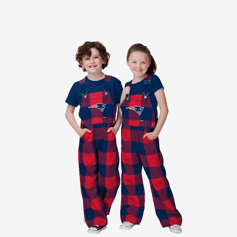 New England Patriots Buffalo Youth Plaid Bib Overalls Vintage Corduroy Jumpsuit