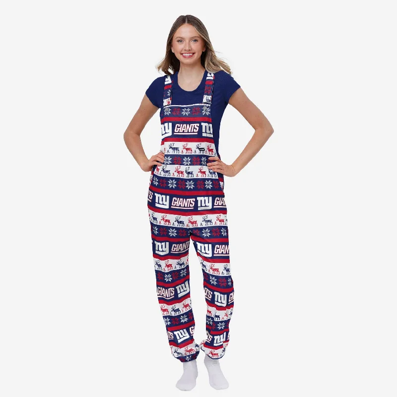New York Giants Womens Ugly Home Gating Bib Overalls Fitted Jean Jumpsuit