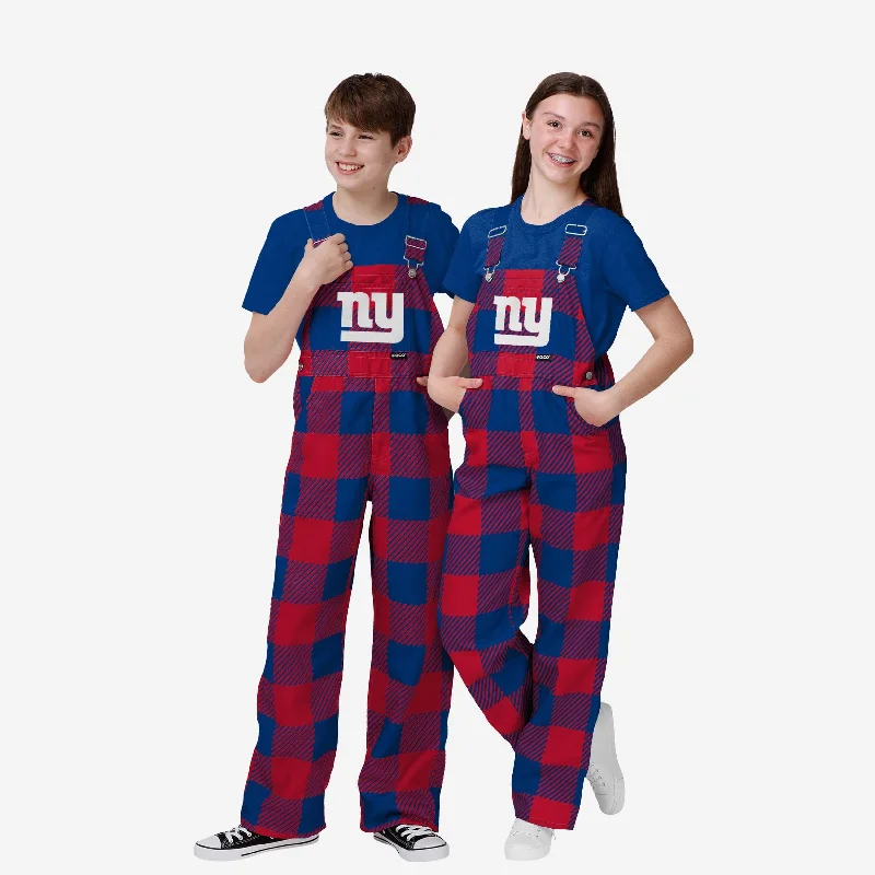 New York Giants Youth Plaid Bib Overalls Outdoor Utility Overalls