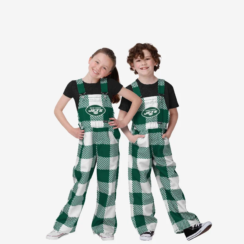 New York Jets Youth Plaid Bib Overalls Stylish Workwear Overalls