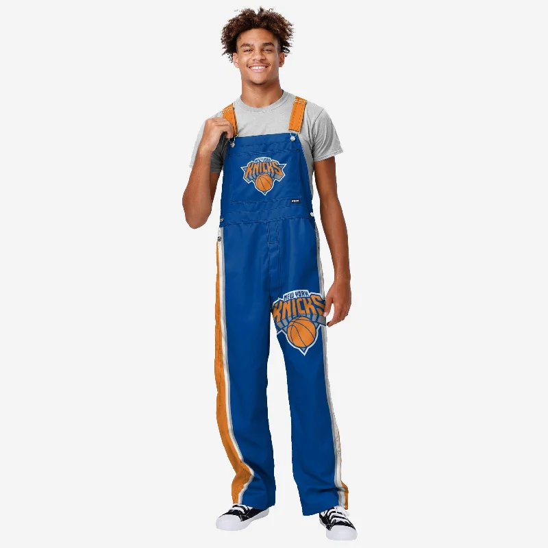 New York Knicks Mens Team Stripe Bib Overalls Rolled Hem Overalls