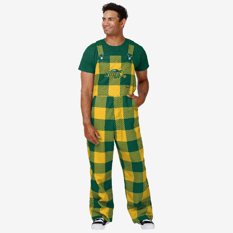 North Dakota State Bison Mens Plaid Bib Overalls Cropped Denim Overalls