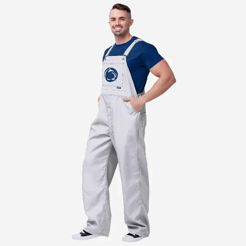 Penn State Nittany Lions Mens Solid White Thematic Bib Overalls Corduroy Flared Overalls