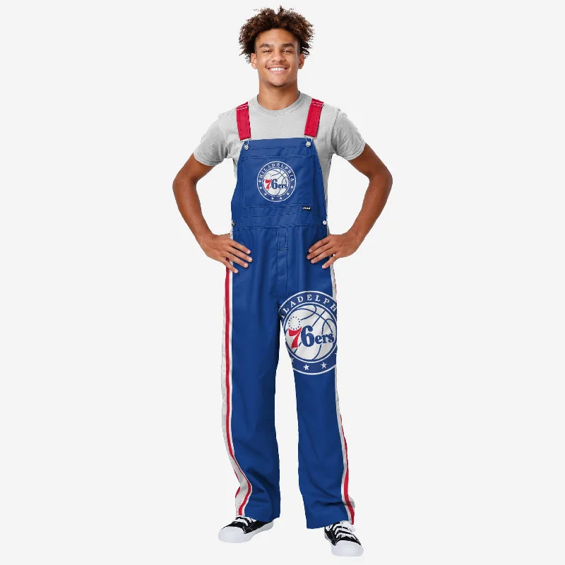 Philadelphia 76ers Mens Team Stripe Bib Overalls Minimalist Cotton Overalls