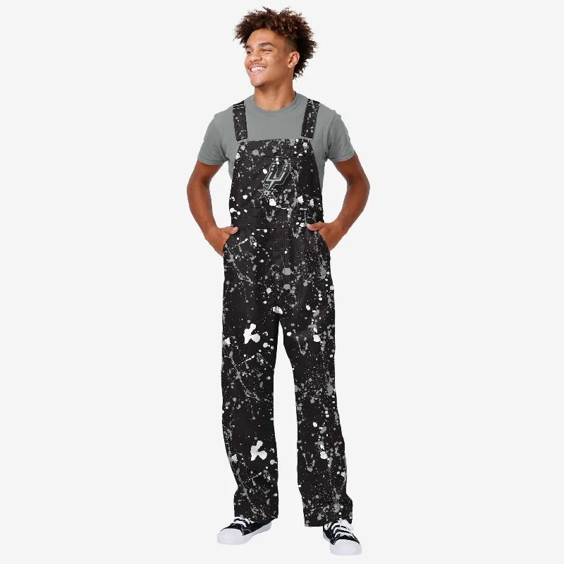 San Antonio Spurs Mens Paint Splatter Bib Overalls Retro Plaid Jumpsuit