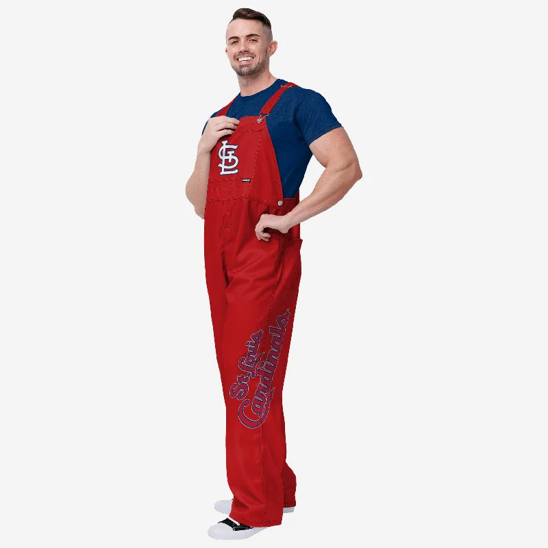 St Louis Cardinals Mens Big Logo Bib Overalls Casual Loose Jumpsuit