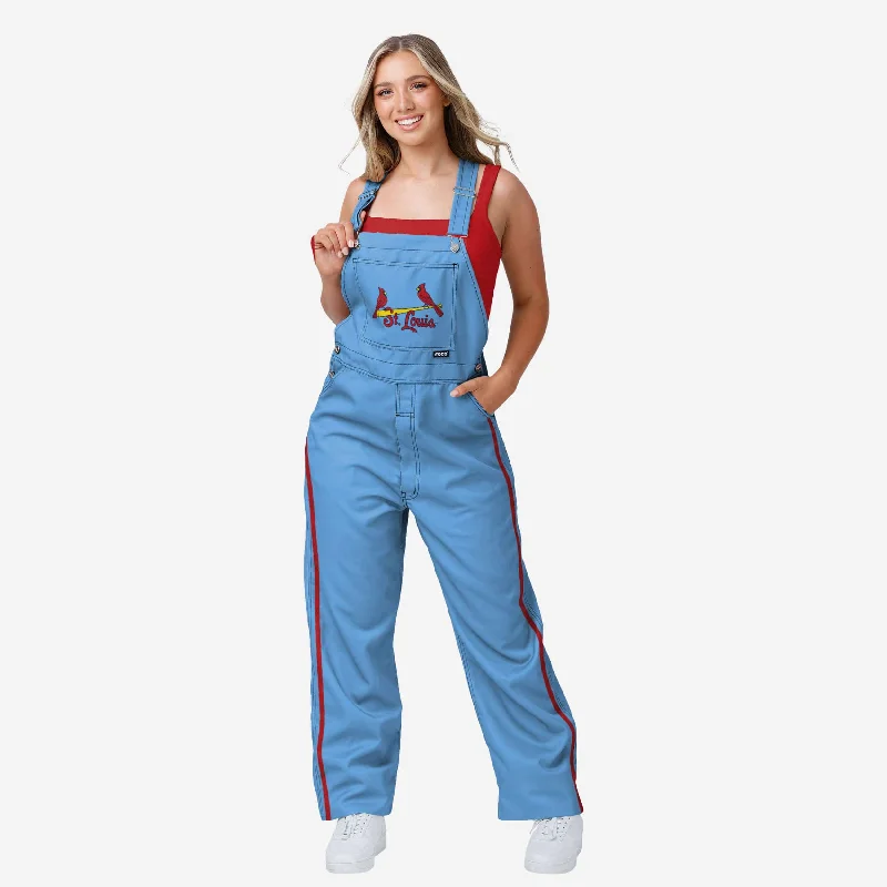 St Louis Cardinals Powder Blue Womens Big Logo Bib Overalls Checkered Plaid Overalls