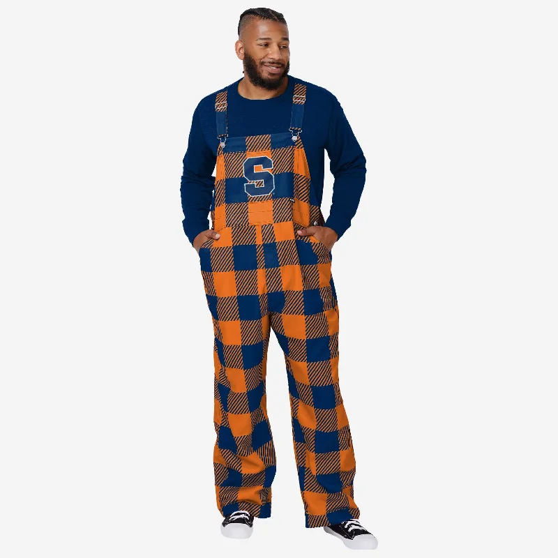 Syracuse Orange Mens Plaid Bib Overalls Trendy Tie-Waist Jumpsuit