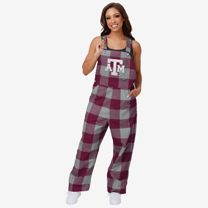 Texas A&M Aggies Womens Plaid Bib Overalls Draped Wide-Leg Jumpsuit