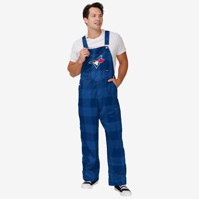 Toronto Blue Jays Mens Plaid Bib Overalls Retro Plaid Jumpsuit