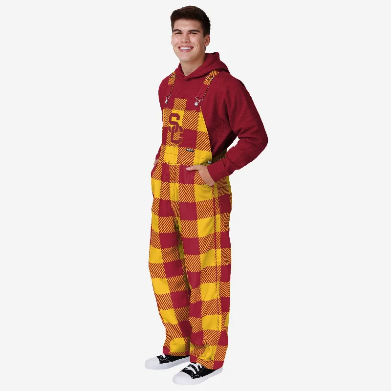 USC Trojans Mens Plaid Bib Overalls Layered Look Romper