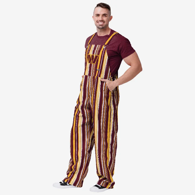 Washington Commanders Mens Hyper Stripe Bib Overalls Patch Pocket Overalls