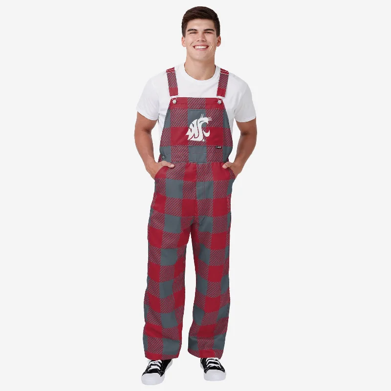Washington State Cougars Mens Plaid Bib Overalls Vintage Wash Jumpsuit