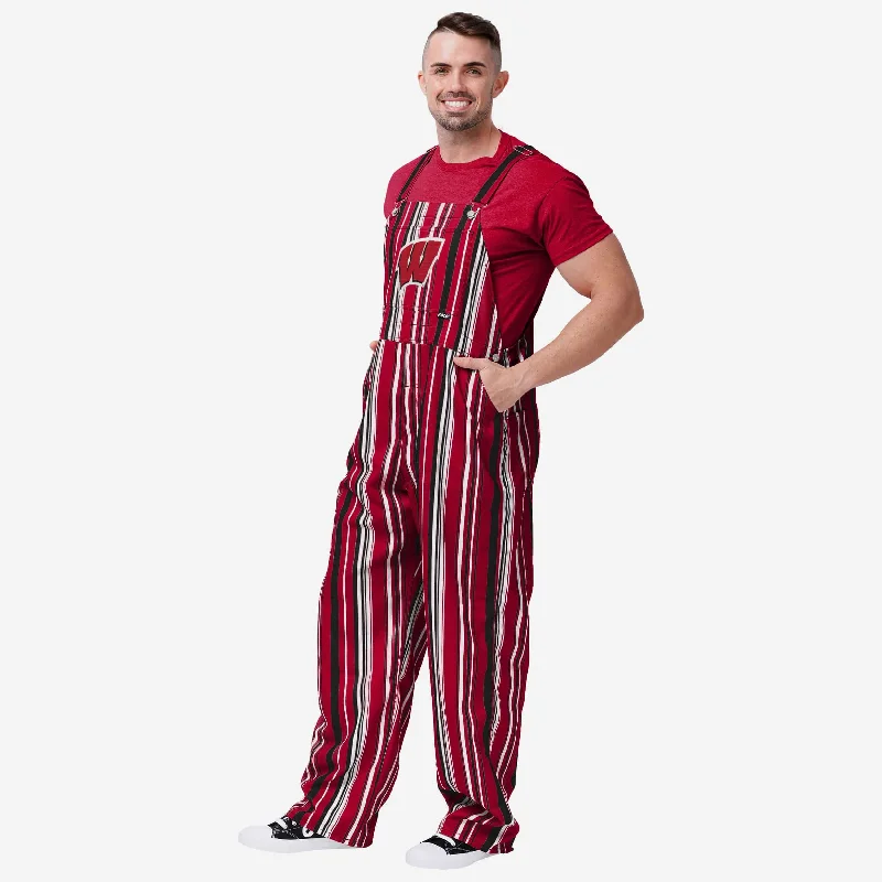 Wisconsin Badgers Mens Hyper Stripe Bib Overalls High-Waisted Overalls
