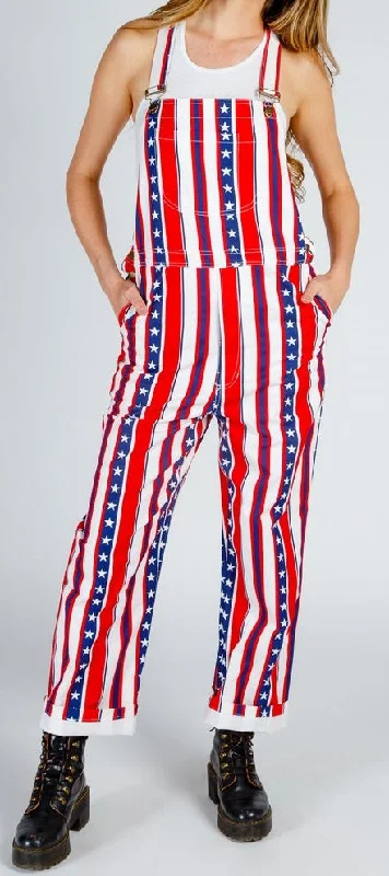 Women's American Flag Overalls Sleeveless Fitted Overalls