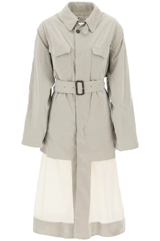 Reversible Trench Coat With Déco  - Neutro Casual Belted Wool Trench