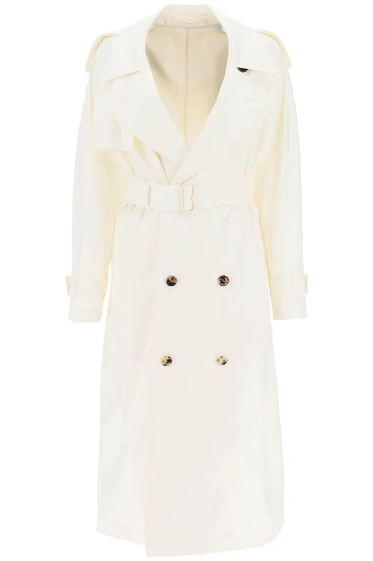 Silk Trench Coat  - White Comfortable Long Wool Trench