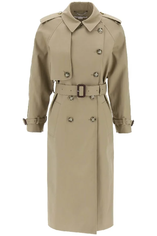 Sustainable Cotton Double-breasted Trench  - Khaki Stylish Full-Length Trench Coat