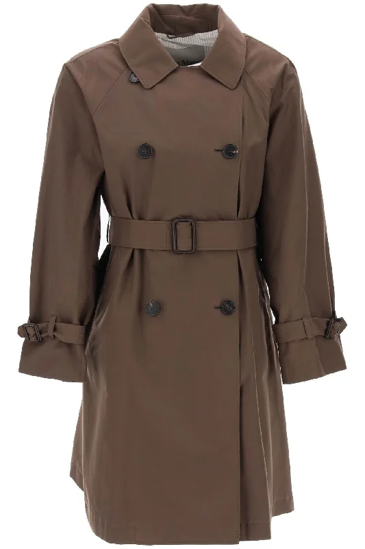 Double-breasted Midi Trench Coat  - Brown Casual Trench Coat for Women