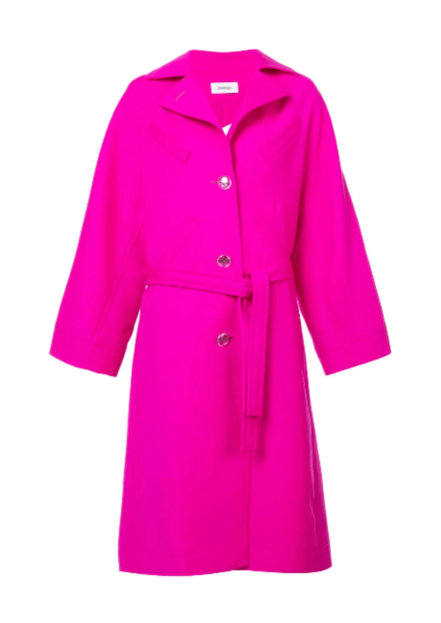 FUCHSIA WOOLEN TRENCH COAT Elegant Camel Trench Coat