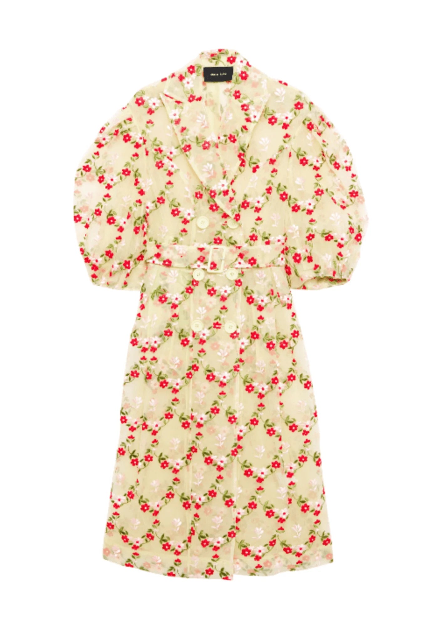 PASTEL YELLOW EMBROIDERED TULLE TRENCH COAT Comfortable Lightweight Trench Coat