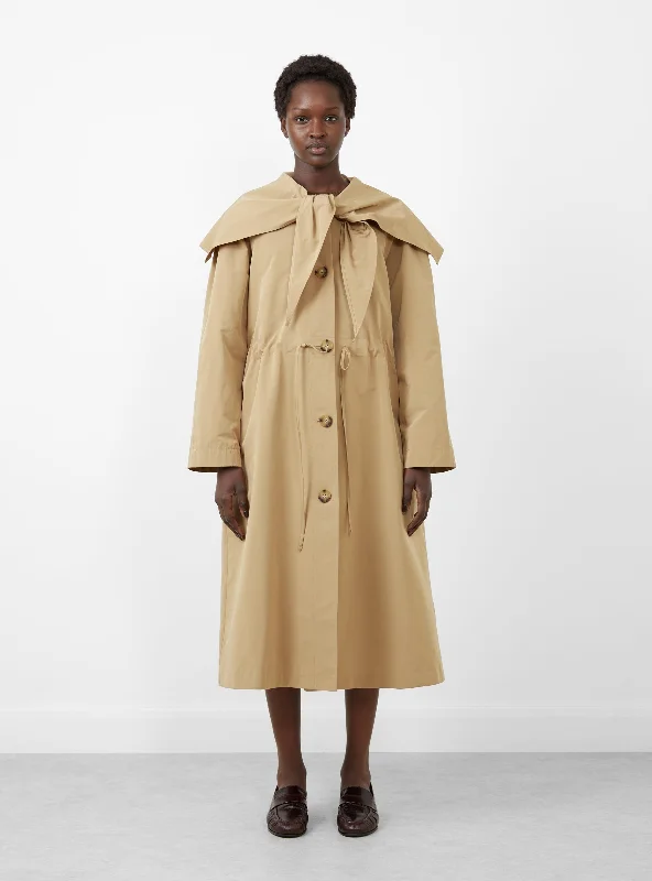 Alana Trenchcoat Taffeta Sand Stylish Faux Leather Trench