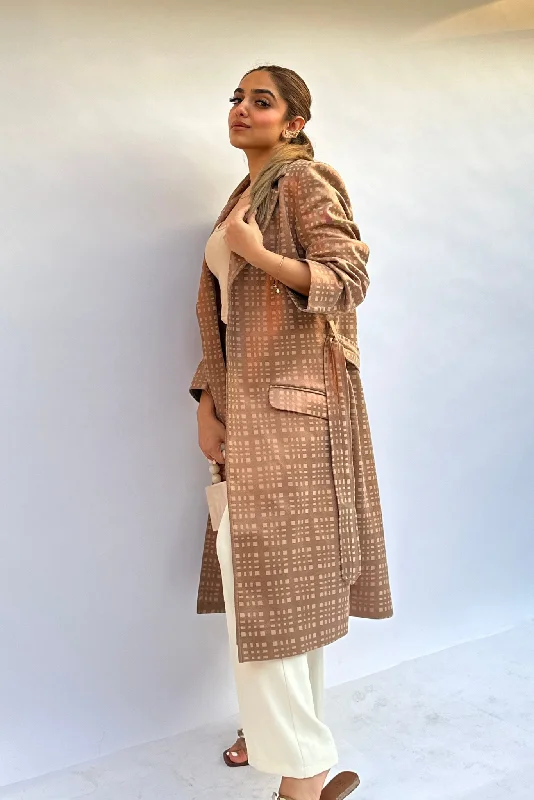 Caramel Suede Trench Coat Stylish Hooded Trench Coat
