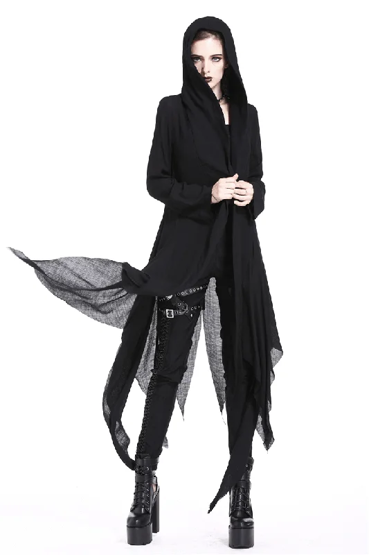 Crescent Moon Shredded Gothic Punk Long Hoodie Trench Coat Stylish Full-Length Trench Coat Crescent Moon Shredded Gothic Punk Long Hoodie Trench Coat Stylish Full-Length Trench Coat