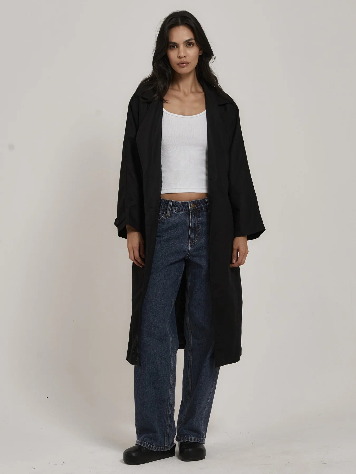 Discovery Trench  Blk Chic Plaid Trench Coat
