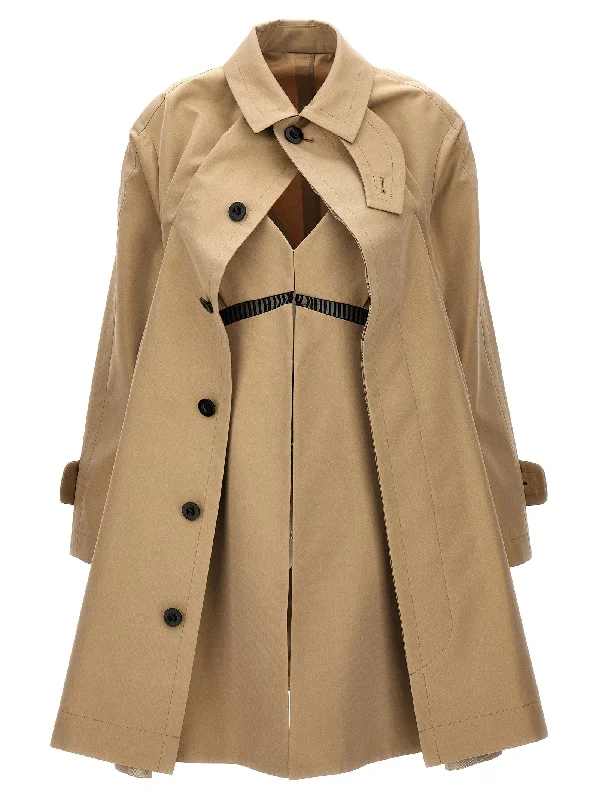 Dress Insert Trench Coat Elegant Black Wool Trench
