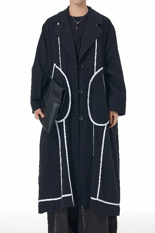 Flap And Flow Black Trench Coat Fashionable Oversized Trench Coat