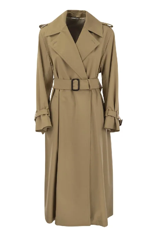 GIOSTRA - Double-breasted trench coat in water-repellent gabardine Fashionable Wool Trench Coat GIOSTRA - Double-breasted trench coat in water-repellent gabardine Fashionable Wool Trench Coat