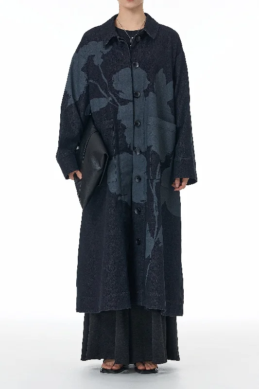 ﻿Ink & Ash Black Trench Coat Modern Long Trench Jacket