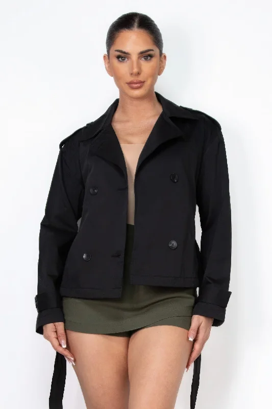 Double-breasted Waist-tie Trench Coat Comfortable Beige Trench Coat