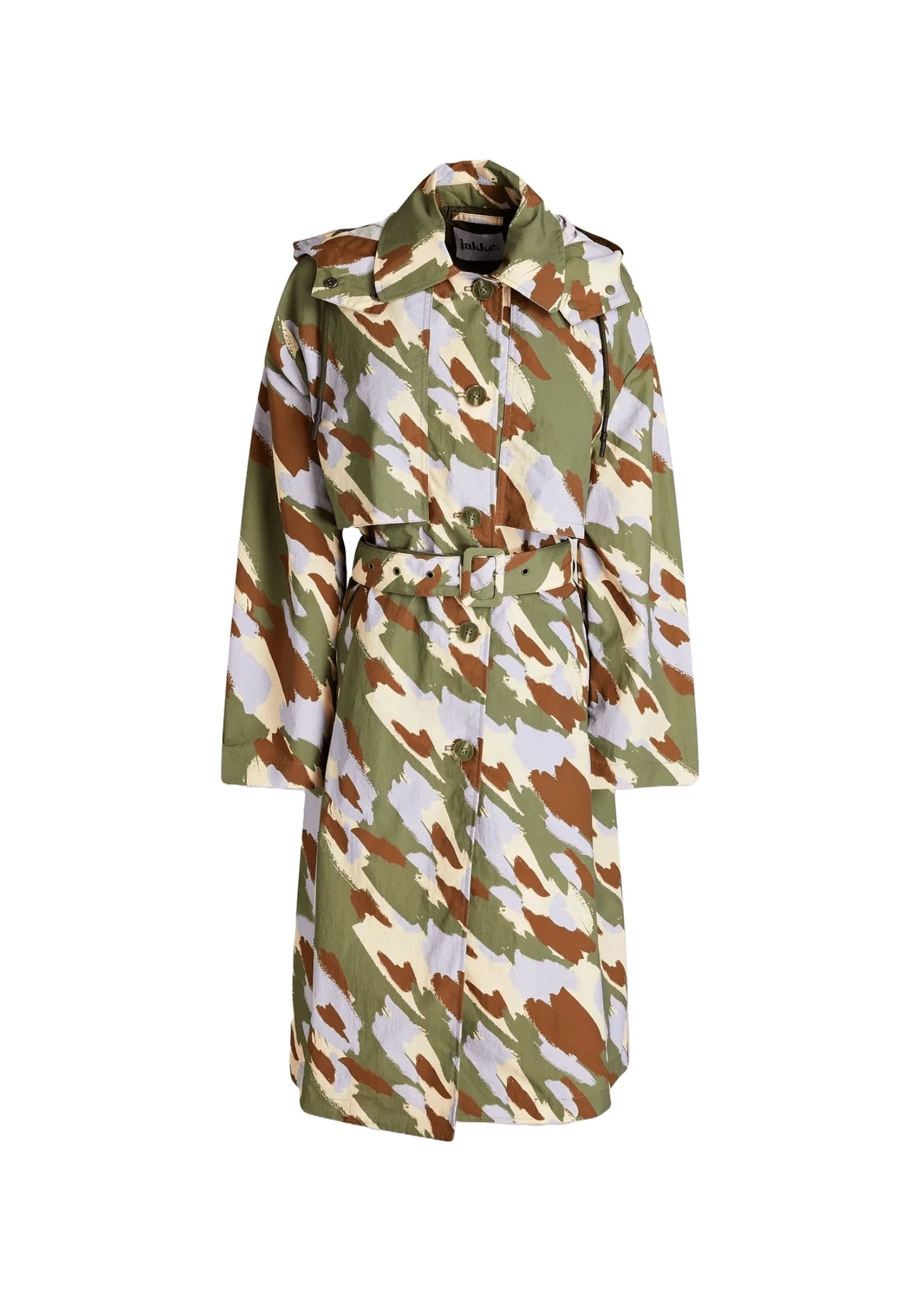 SHIRLY CAMOUFLAGE-PRINT TRENCH COAT Fashionable Wool Trench Coat