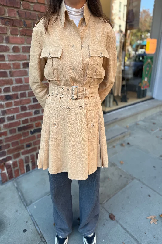 JEAN PAUL GAULTIER  Linen Trench Coat with Belt / S Fashionable Pleated Trench Coat