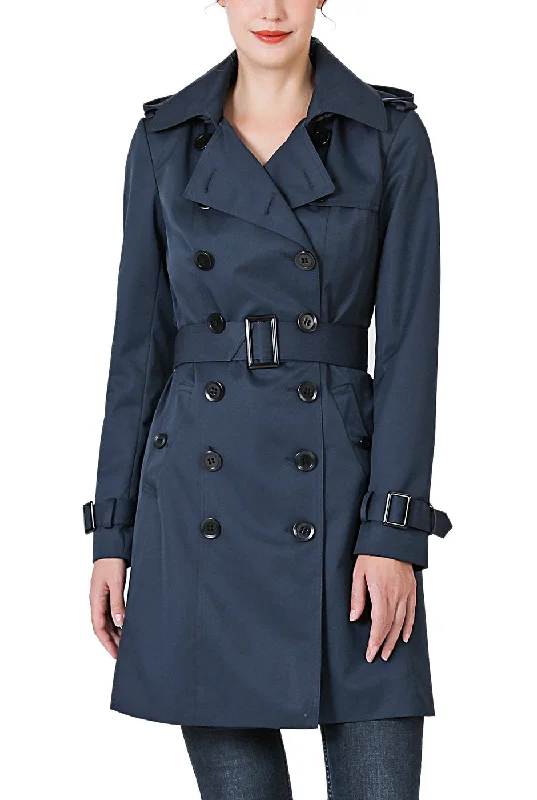 Kimi + Kai Women's "Adley" Waterproof Hooded Trench Coat Stylish Faux-Fur Trench Coat