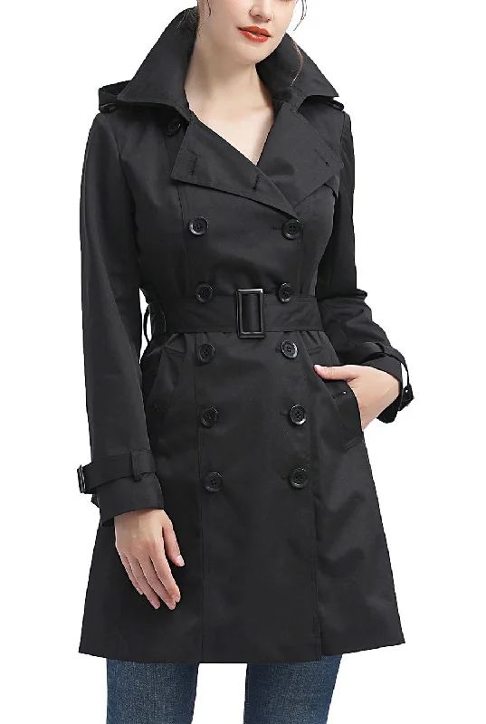 Kimi + Kai Women's "Adley" Waterproof Hooded Trench Coat Stylish Plaid Trench Design Kimi + Kai Women's "Adley" Waterproof Hooded Trench Coat Stylish Plaid Trench Design