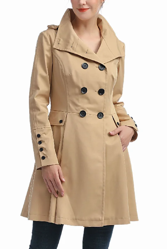 Kimi + Kai Women's "Ellie" Waterproof Trench Coat Cozy Wool Trench Jacket