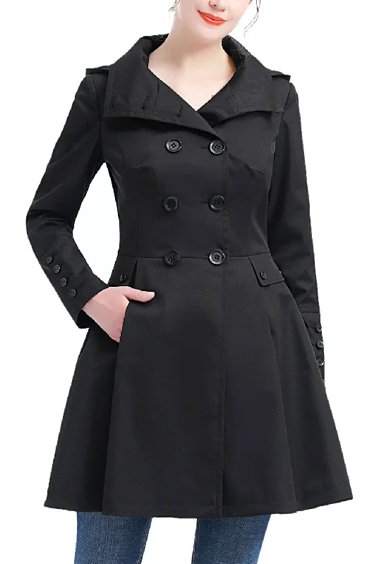 Kimi + Kai Women's "Ellie" Waterproof Trench Coat Chic Sleeveless Wool Trench
