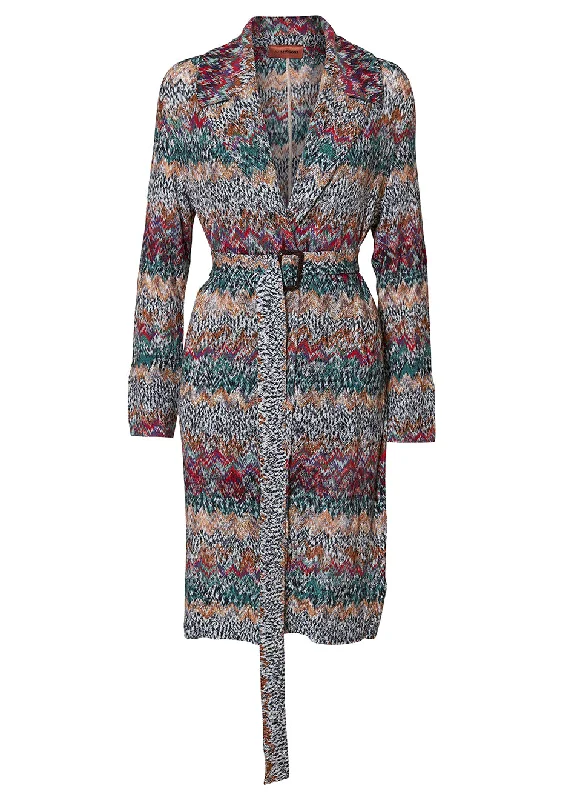Knitted Multicolor Trench Fashionable Padded Trench Coat