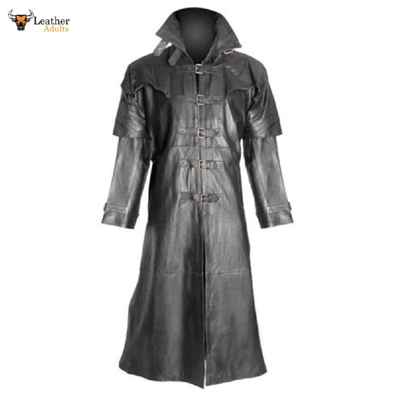 Ladies 100% Pure Leather Goth Steampunk Gothic Van Helsing Matrix Trench Coat Double-Breasted Military Trench Coat Ladies 100% Pure Leather Goth Steampunk Gothic Van Helsing Matrix Trench Coat Double-Breasted Military Trench Coat