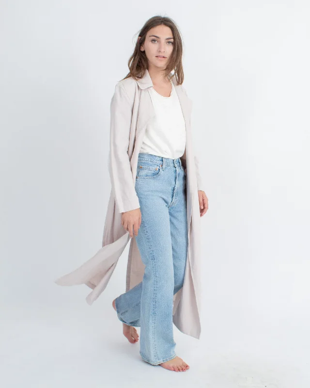 Lightweight Blush Trench Coat Chic Hooded Wool Trench
