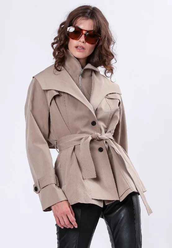 RHODIUM TAUPE TRENCHCOAT Chic Wool Blend Trench