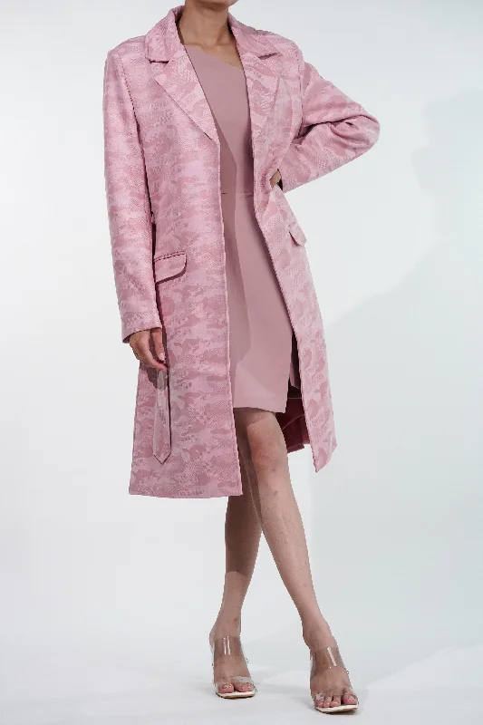 Sakura Camo Trench Coat Comfortable Double-Breasted Trench