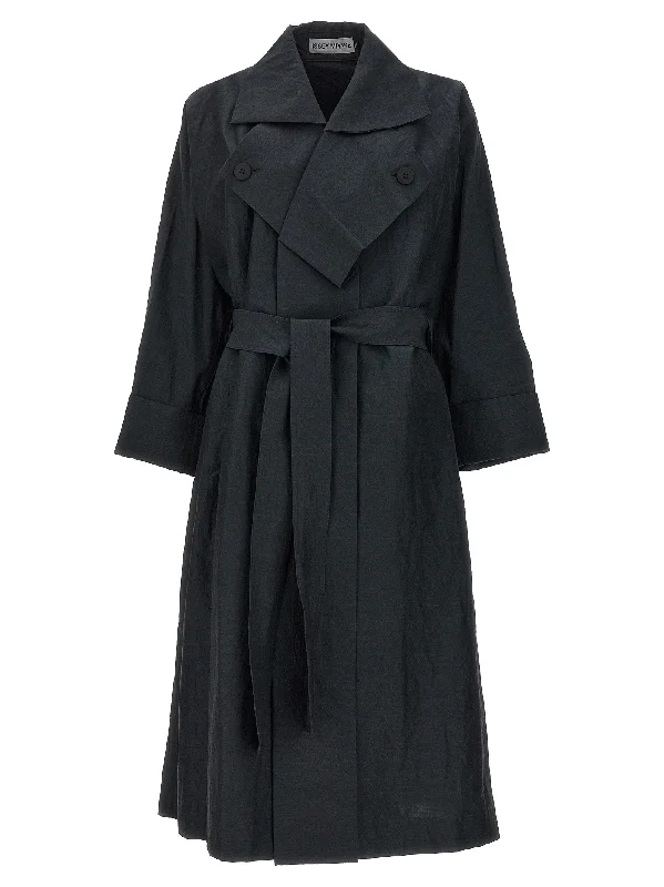 Shaped Membrane Trench Coat Stylish Belted Trench Design