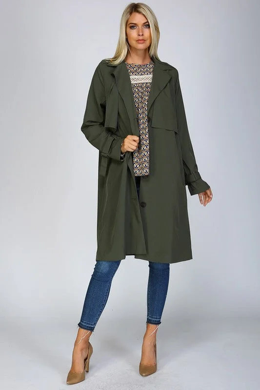 Single Breasted Trench Coat Stylish Long Trench Coat