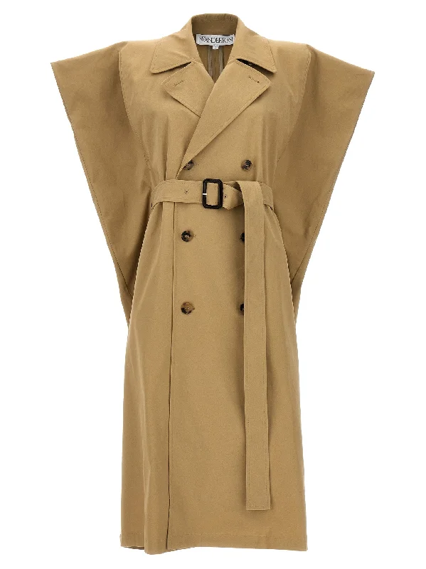 Sleeveless Double-breasted Trench Coat Fashionable Oversized Trench Coat
