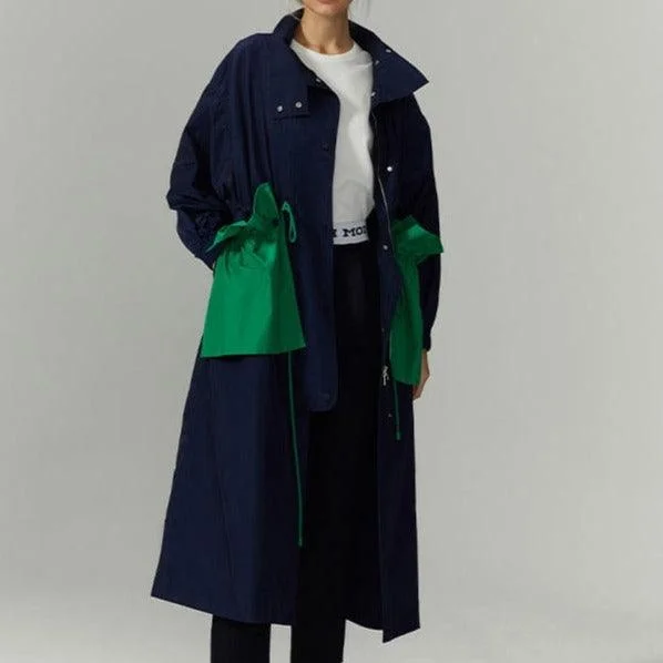 Streetwear style long oversized trench coat Chic Plaid Trench Coat