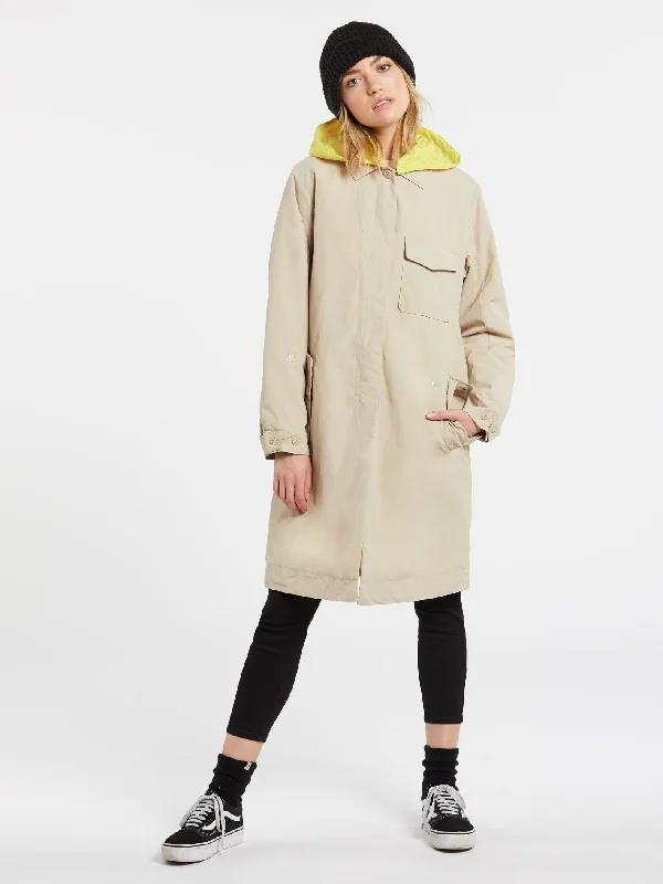 Strencher Coat - PALE KHAKI Comfortable Long Wool Trench